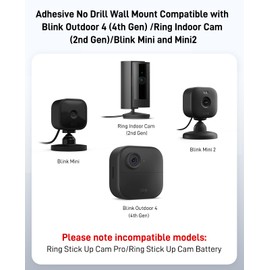 5 Pack Blink Camera Wall Mount No Drill No Screws Holder Compatible with Blink Outdoor 4/Mini/Mini 2 / Ring Indoor Cam (2nd Gen) Cameras Adhesive Wall Mount