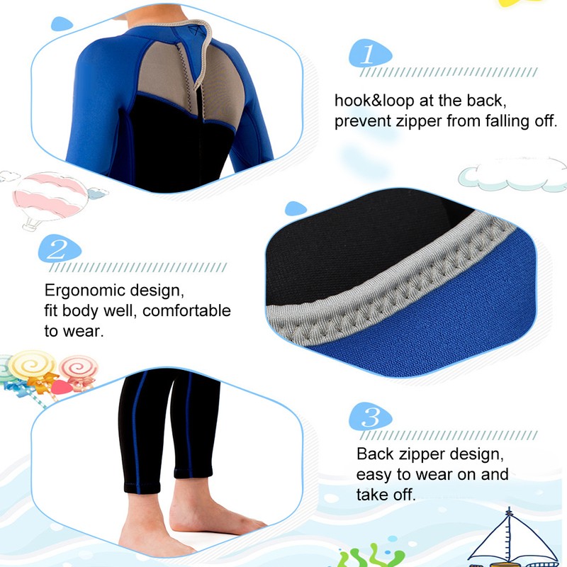 HISEA Neoprene One Pieces Long Sleeves Kid Boy Wetsuit Diving