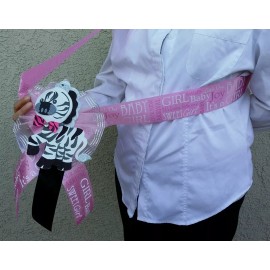 Handmade 1 Baby Shower Party  MOM TO BE SASH Zebra,Pink /Girl, Ribbon favors ,Mother,niña
