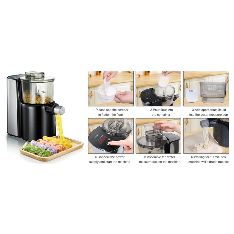 Electric Pasta Maker Machine with 9 Noodle Shapes – Automatic
