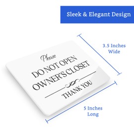 Do Not Open Owner's Closet Sign (White Acrylic 5 x 3.5 in) - Owners Closet Sign - Airbnb Essentials for Hosts - Airbnb Signs for Host - Vrbo Essentials for Hosts - Vrbo Signs - Private Door Sign