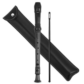 Lvkjafaz Recorder Instrument for Beginner Kids Adults,8-Hole Soprano Descant Recorder Music Flute with with Cleaning Rod & Leather Case For School Student Home Entertainment(2-Black)