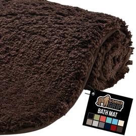 GORILLA GRIP Bathroom Rugs, 60x24, Ultra Soft Absorbent Mat, Thick Plush Bath Rug, Machine Washable, Microfiber Quick Dry, Mats for Shower, Bathtub and Floor, Home Decor Accessories, Brown