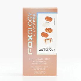 Foxology Vegan And Cruelty Free Semi Cured Gel Nail Strip Kit Includes 30 Nail Strips, Alcohol Free Nourishing Prep Pad, A Gel Top Coat, A Wooden Cuticle Stick, Nail File - TANGERINE MODE