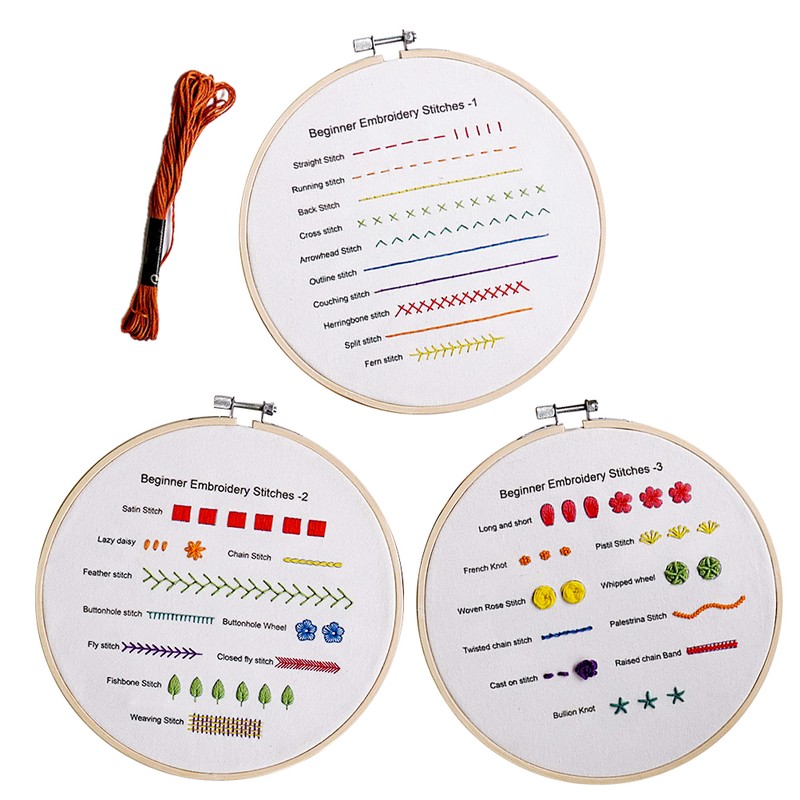Beginners Embroidery Stitch Practice Kit Hand Stitch with Embroidery Fabric