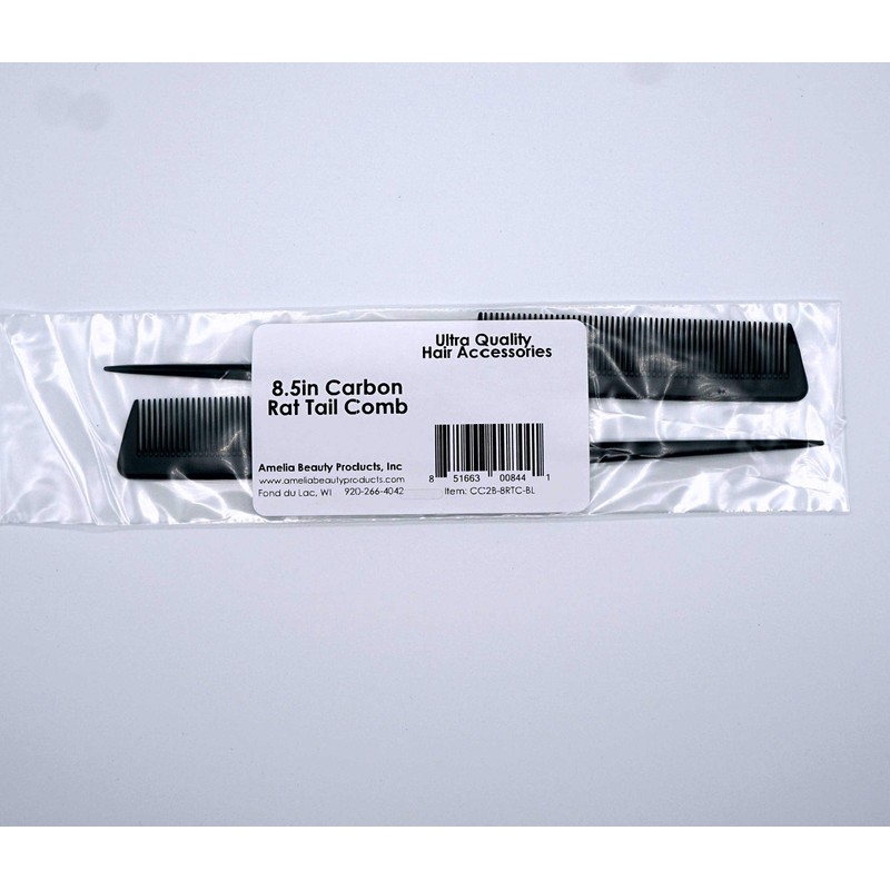 8.5in Rat Tail Carbon Comb (2 Pack)