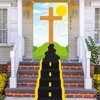 2PCS Religious Cross Backdrop with Road Decorations Religious Cross Backdrop
