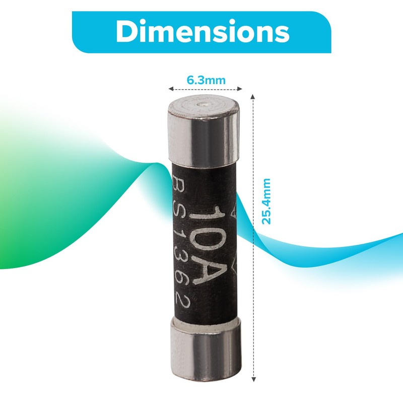 Maplin 10 Amp Domestic Fuse BS1362 6.3mm x 25.4mm -