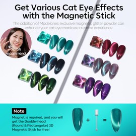 modelones Cat Eye Gel Nail Polish, 6 Colors Christmas Glitter Red Green Purple Blue Gel Polish Set with Magnet Sparkle Galaxy Series Nail Gel Polish Kit Soak Off Led Nail Art Manicure Salon DIY Gifts