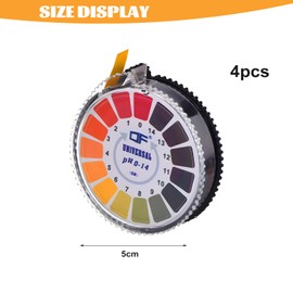 Universal-Teststreifen, 4 Stück Rund PH -Testpapier, PH Alkaline Acid Indicator Paper, PH Teststreifen Messung Vollbereich 0-14 Lackmuspapier für Säuretest Indikatorstreifen, Leicht zu Lesen