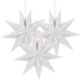 3D Christmas Star 3PCS Paper Star Lantern 9-Pointed Paper Star Lanterns Christmas Hanging Star Lampshade for Holiday Wedding Birthday Hanging Paper Stars