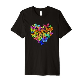 Colorful Cute Butterfly Heart - Rainbow Butterflies Premium T-Shirt