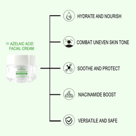 PrimeCove - 5% Azelaic Acid Facial Cream (50g) | Lightweight Hydrating Formula With Niacinamide For Clearer & Brighter Skin