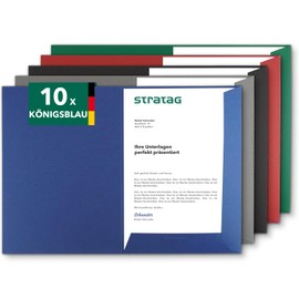 Presentation Folder A4 in Royal Blue (Pack of 10) – Very Sturdy 350 g/m² Natural Cardboard – Direct from the Manufacturer STRATAG – Versatile for Your Offers, Exposes, Projects or Annual Reports