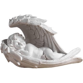 Cherub Sculpture Baby Angel Cherub Sleeping Angel Figure Resin Angel Sculpture Statue Desktop Ornaments for Wedding Birthday Party Desktop Decoration