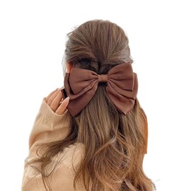 Big Bow Hair Clips for Women Girls Brown Bows for Hair Barrettes Ribbon Bows for Adults Grosgrain Bowknot Hair Pin Sildes Womens Hair Accessories