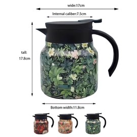 YDCZTYGY Vintage Floral Pattern Thermos Built in Infuser Stainless Steel Insulated Teapot with Handle and Lid (Red)