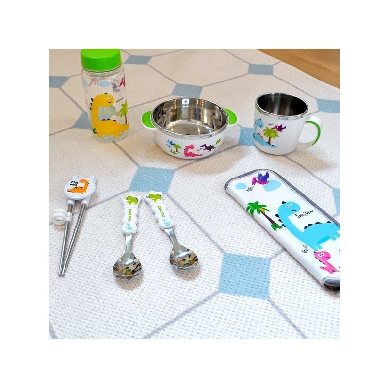 (KitchenU) Baby Toddler Cutlery Dinosaur Training Chopsticks Spoon and Fork