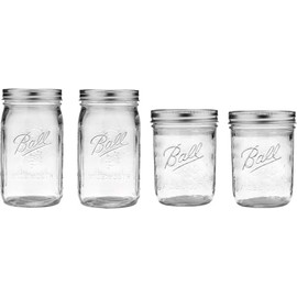 Ball Mason Wide Mouth Jars with Lids and Bands, Set of 4, Two 32oz + Two 16oz Jars (Bundle Pack)