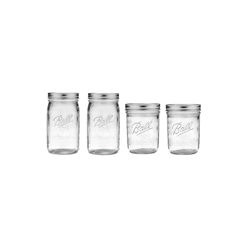 Ball Mason Wide Mouth Jars with Lids and Bands, Set