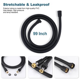 Aleasha 99 Inches Shower Hose Extra Long Shower Hose Attachment for Shower Head Extension PVC Bathroom Bathing Shower Hose Replacement with Brass Insert and Nut