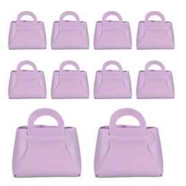 sourcing map 10Pcs PU Leather Purple Gift Boxes with Handles, 6 x 3 x 6 Party Favor Bag Reusable Candy Gift Boxes