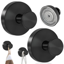 AutoPrevails Pack of 2 Suction Cup Hooks, Suction Cup Hooks, Bathroom Suction Hooks, Extra Strong Suction Cups, Thread Hooks, Towel Hooks, Bathrobe Hooks, DE (Black)