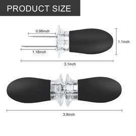 AUGSUN 18Pcs/9Pairs Black Corn Holders, Stainless Steel Corn Cob Holders Corn on The Cob BBQ Fork Skewers with Butter Spreader for Home Cooking Parties Camping