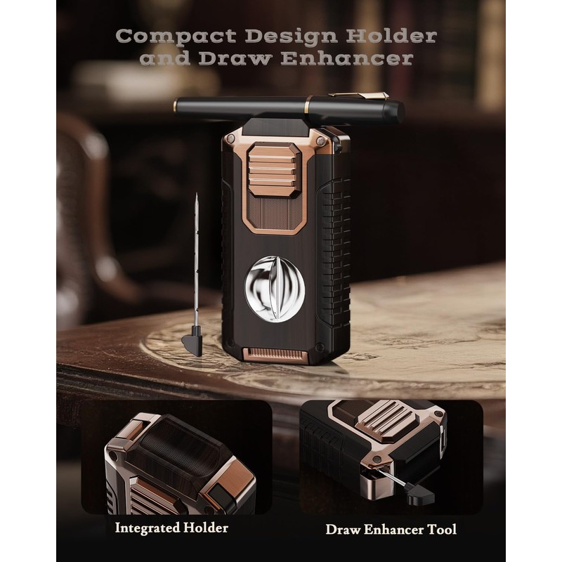 5-in-1 Torch Lighter with Tool, Punch, Holder and Draw Enhancer