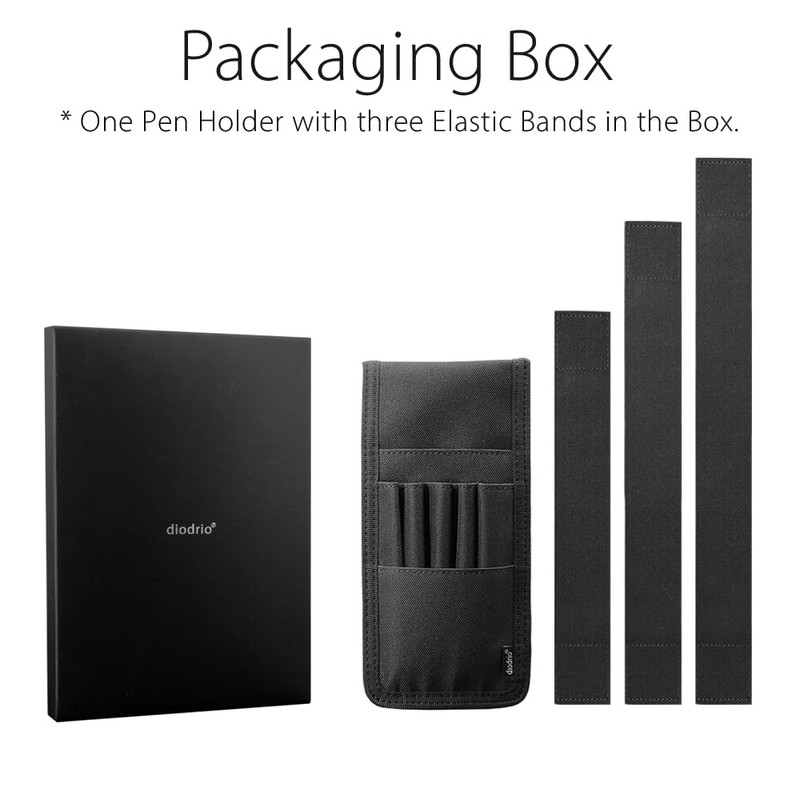 diodrio ペンホルダー、鉛筆ホルダー、ペンスリーブケース、ハードカバージャーナル、ノートブック、本、バインダー用、マルチペンを保持 鉛筆定規 耐久性のある生地、取り外し可能、ゴムバンド黒。