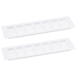sourcing map Air Vents Cover, 2Pcs 300 x 100mm - Aluminum Alloy Mesh Air Return Vent Cover, Rectangle Louvered Ventilation Grille for Shoe Cabinet Wardrobe (White)