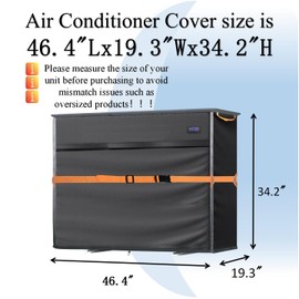 Mini Split Air Conditioner Cover for Outside Units,600D Waterproof Air Conditioner Mini Split Cover,Outdoor Rectangular Air Conditioner Covers for AC Units, Fits up to 46.4"L x 19.3"W x 34.2"H.