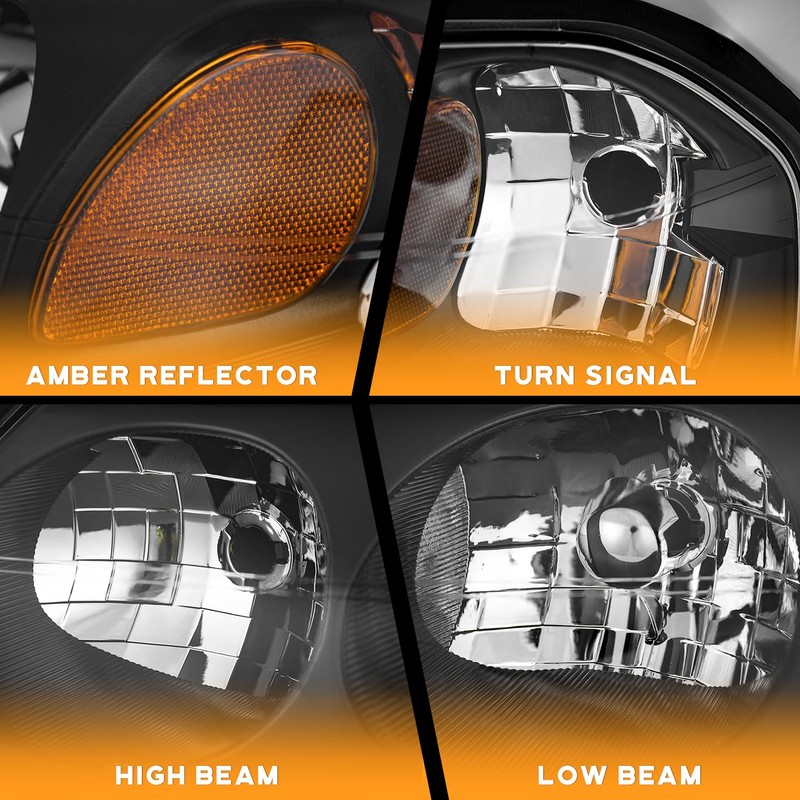 WEELMOTO for 2000-2005 Chevy Impala Headlights Assembly,Headlamp Replacement with Black