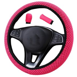 Duories 3 in 1 Universal Car Steering Wheel Covers, Steering Wheel Cover, 37-38 cm, Non-Slip Steering Wheel Cover, Breathable Mesh Fabric, Summer Steering Wheel Cover, Steering Wheel Protector for