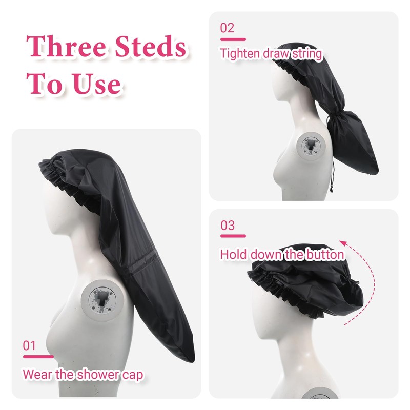2pcs Large Adjustable Braids Shower Cap for Long Hair Waterproof