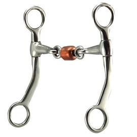 Coronet Flat Shank Training Horse Bit with Copper Roller, 4 3/4-Inch