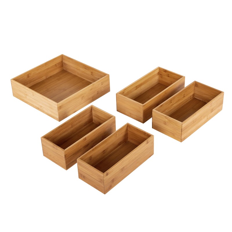 Seville Classics Bamboo Wood Storage Bins Organizer Boxes for Kitchen