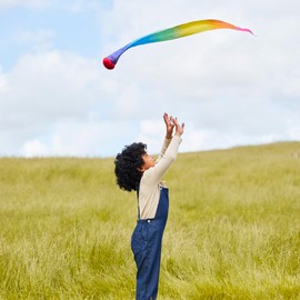 Sarah's Silks - Skytail - Waldorf Toys for Kids, 35" Long, Safe for Outdoor and Indoor Use - Rainbow Comet