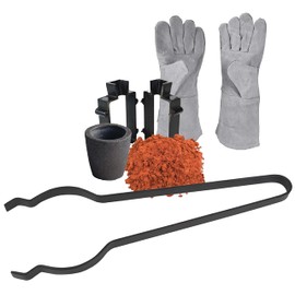 Sand Casting Set Kit with 4.4 Lbs Delft Clay Sand, Cast Iron Mold Flask Frame, 1 Kg Foundry Graphite Crucible, Tongs & Gloves Melting Casting Refining Gold Silver Copper Jewelry Making