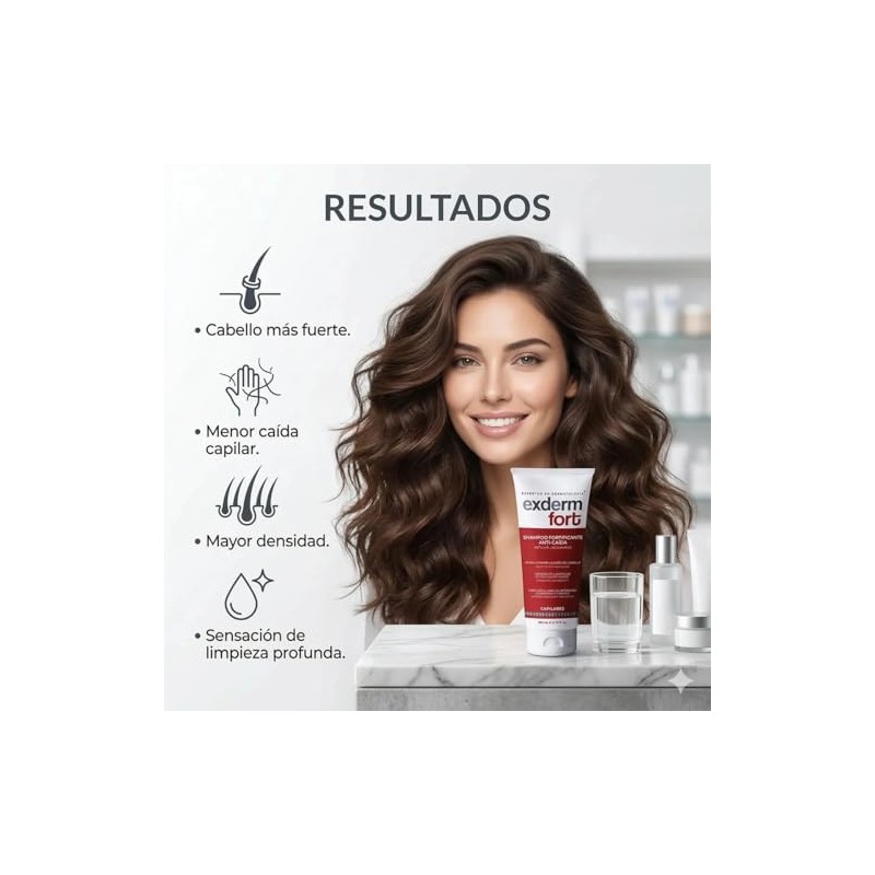 Exderm Fort Shampoo Anticada con Biotina Tratamiento Fortificante Estimula Crecimiento
