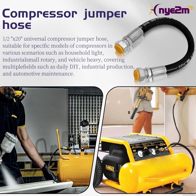 1/2" x 20" Stainless Steel Braided Air Compressor Discharge Hose