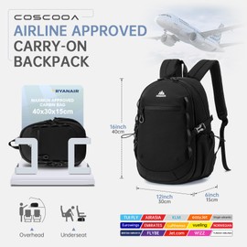 COSCOOA 40x30x15cm Personal Item Travel Backpack,16"x12"x6" Small Carry-On Bag 20L, Flight-Approved Underseat Luggage, Mochila de Viaje,Cabin-Size Lightweight Backpack for Men & Women