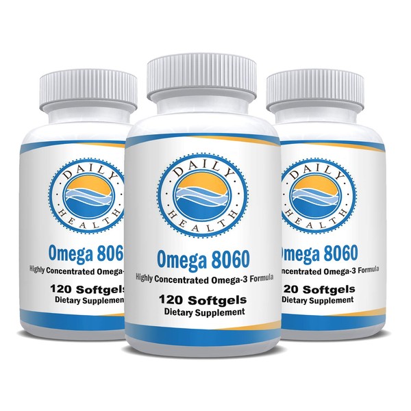 Daily Health, Omega 8060 2400mg 360 Softgels 6 Months Supply 3 pk Fish Oil