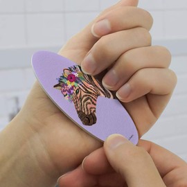 Zebra Flower Floral Hair Double-Sided Oval Nail File Emery Board Set 4 Pack