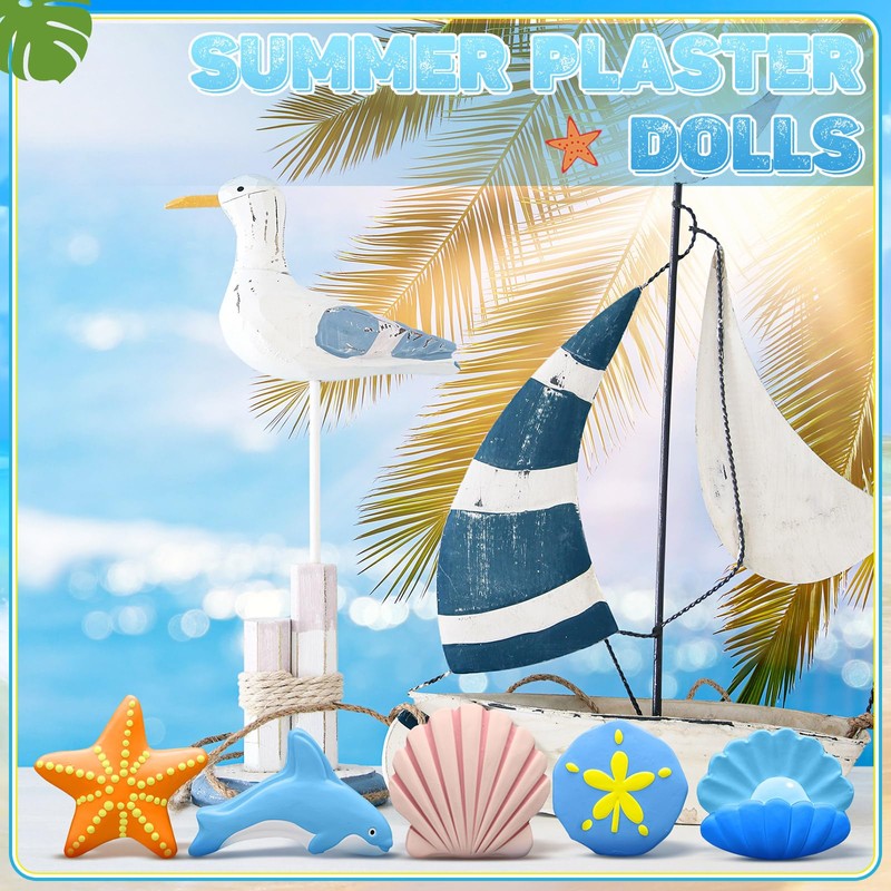 WinnerWhy 24 Pcs Summer Ocean DIY Painting Ceramic Kit Coastal