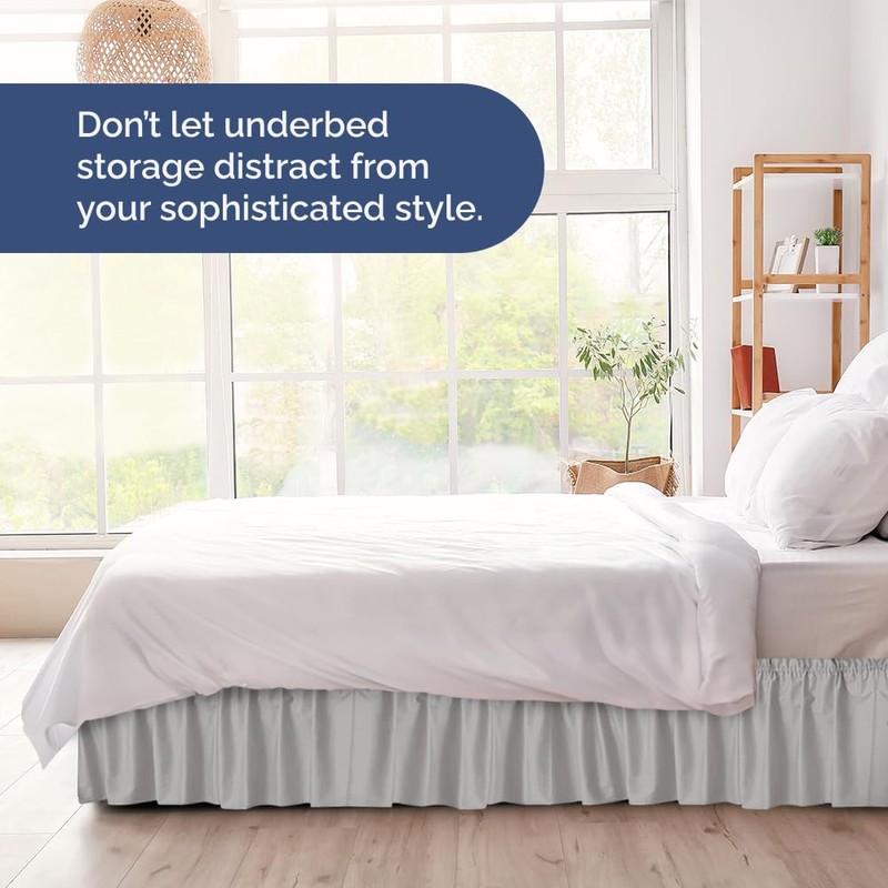 Wrap Around Dust Ruffle Bed Skirt - Light Grey -