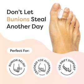ZenToes Clear Gel Toe Separators for Bunions, Spreaders for Overlapping Toes and Drift Pain - 1 Pack of 4 (Clear)
