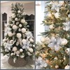 12PCS Christmas Large Poinsettia Glitter Flower Tree Hanging Xmas Decor,16CM