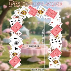 Preboun Wonderland Tea Party Decoration 6.56 x 4.9 ft Poker Cards Door Banner Wonderland Garland Playing Cards Photo Booth Props Background for Birthday Baby Shower Poker Party Supplies