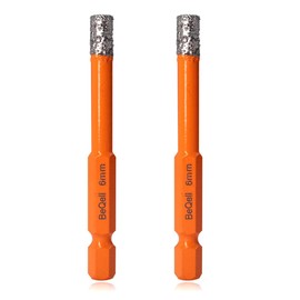 Porcelain Tile Diamond Drill Bits Set,BeQell 2pcs 1/4" 6mm Hex Shank Quick Change Dry Diamond Hole Saw Core Drill Bit Kit for Quartz Ceramic Stone Granite Marble